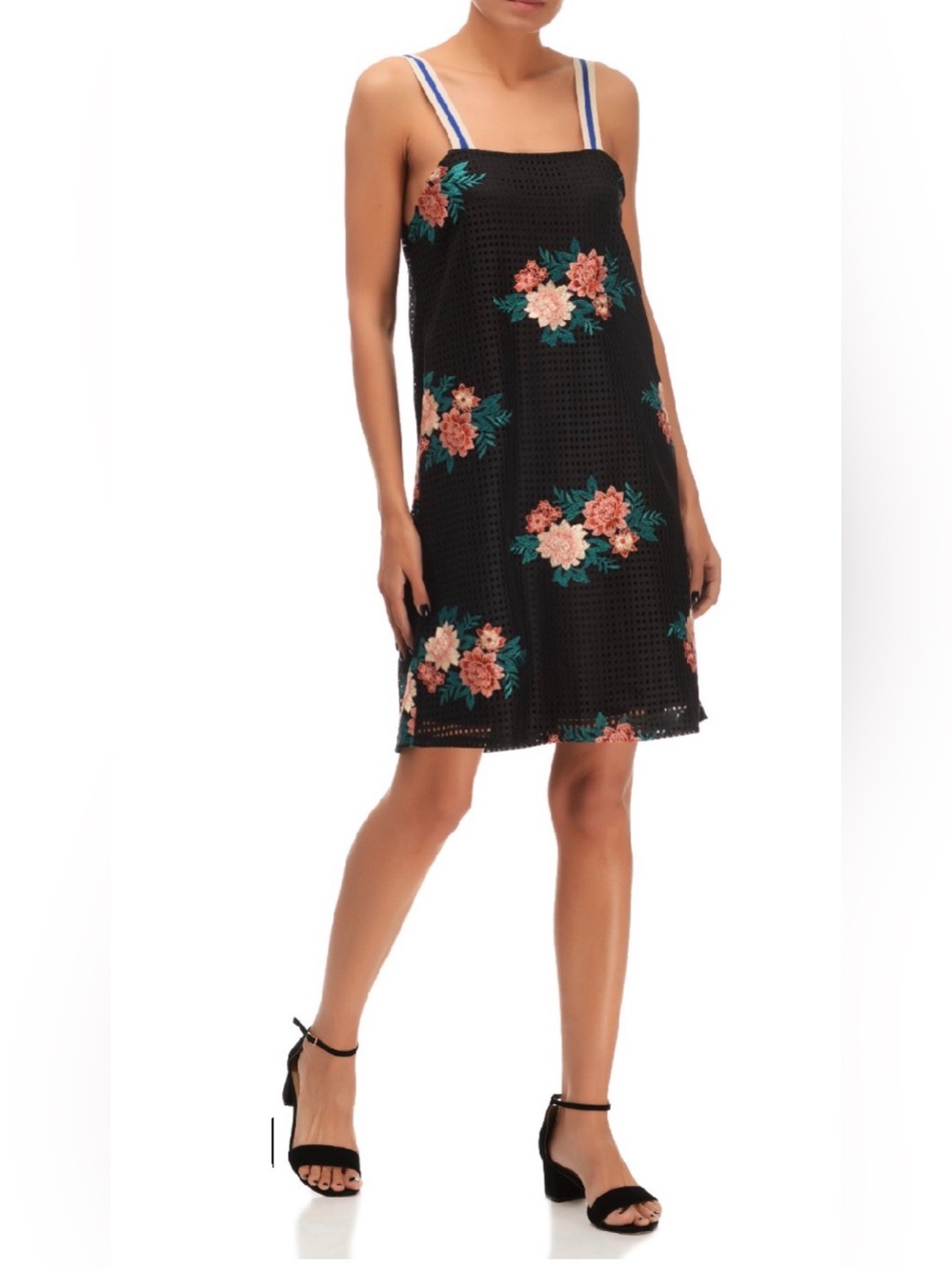 Zara Sporty Mesh Floral Mini Dress Black Size Medium